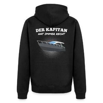 Yacht Motorboot Ozean Kapitän Segelboot Anker - Unisex Premium Bio Zip Hoodie - Schwarz - Hinten - Nico (187cm)