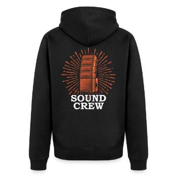 SOUND CREW Tontechniker Veranstaltungstechniker - Unisex Premium Bio Zip Hoodie - Schwarz - Hinten - Nico (187cm)