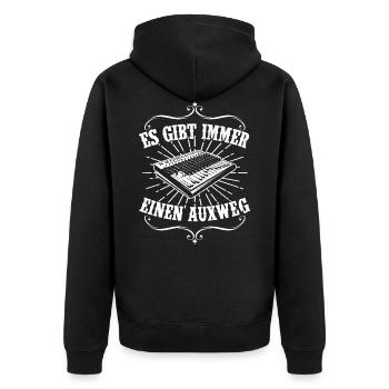 ES GIBT IMMER EINEN AUXWEG Tontechniker - Unisex Premium Bio Zip Hoodie - Schwarz - Hinten - Nico (187cm)