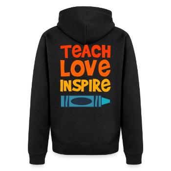 TEACH LOVE INSPIRE Professeur Sort Prof Drôle - Veste à capuche bio Premium Unisexe - noir - Dos - Nico (187cm)