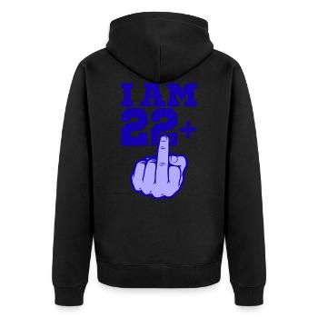 ICH BIN 22 MITTELFINGER 22 Geburtstag Papa Kollege - Unisex Premium Bio Zip Hoodie - Schwarz - Hinten - Nico (187cm)