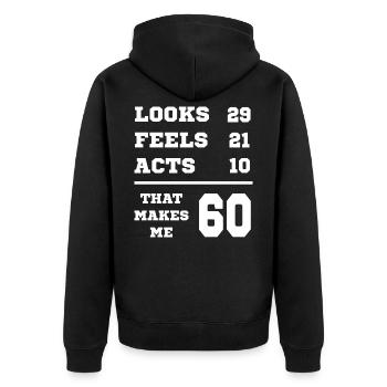 60 JAHRE ALT 60 Geburtstag Opa Lustig - Unisex Premium Bio Zip Hoodie - Schwarz - Hinten - Nico (187cm)