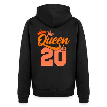 BIRTHDAY QUEEN 20 birthday sister 20 years - Unisex Premium Organic Zip Hoodie - black - Back - Nico (187cm)
