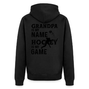 eishockey ice hockey - Unisex Premium Bio Zip Hoodie - Schwarz - Hinten - Nico (187cm)