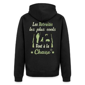 chasseur retraitée - Veste à capuche bio Premium Unisexe - noir - Dos - Nico (187cm)
