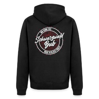 Schwarzwald Bub Mir Kinne Des Made In Black Forest - Unisex Premium Bio Zip Hoodie - Schwarz - Hinten - Nico (187cm)