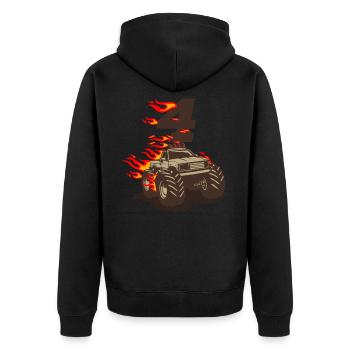 MONSTERTRUCK 4 birthday boy 4 years - Unisex Premium Organic Zip Hoodie - black - Back - Nico (187cm)