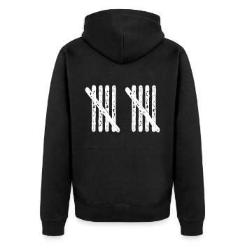 STRICHLISTE 10 Geburtstag Jungen 10 Jahre - Unisex Premium Bio Zip Hoodie - Schwarz - Hinten - Nico (187cm)