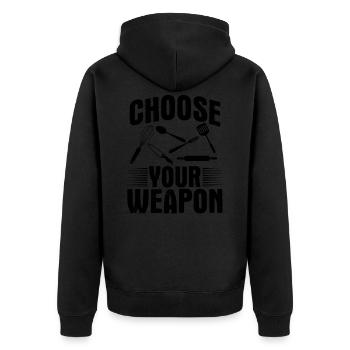 kochen spruch koch - Unisex Premium Bio Zip Hoodie - Schwarz - Hinten - Nico (187cm)