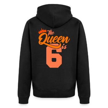 BIRTHDAY QUEEN 6 birthday girl 6 years - Unisex Premium Organic Zip Hoodie - black - Back - Nico (187cm)