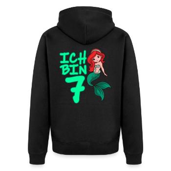 ICH BIN 7 JAHRE 7 Geburtstag Mädchen Meerjungfrau - Unisex Premium Bio Zip Hoodie - Schwarz - Hinten - Nico (187cm)