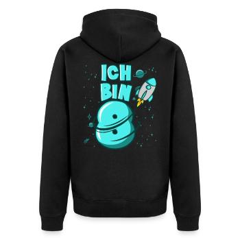 ICH BIN 8 Weltraum Kindergeburtstag 8 Jahre - Unisex Premium Bio Zip Hoodie - Schwarz - Hinten - Nico (187cm)
