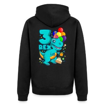 3 REX 3 ans dino anniversaire dinosaure - Veste à capuche bio Premium Unisexe - noir - Dos - Nico (187cm)
