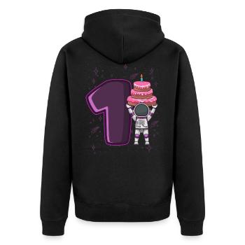 J’ai déjà 1 anniversaire de l’espace 1 an - Veste à capuche bio Premium Unisexe - noir - Dos - Nico (187cm)