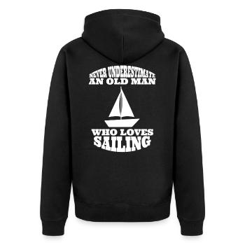 Voile bateau grand-père voile papa bateau bateau capitaine - Veste à capuche bio Premium Unisexe - noir - Dos - Nico (187cm)