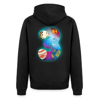 JE SUIS 3 3 anniversaire Garçon 3 ans espace - Veste à capuche bio Premium Unisexe - noir - Dos - Nico (187cm)