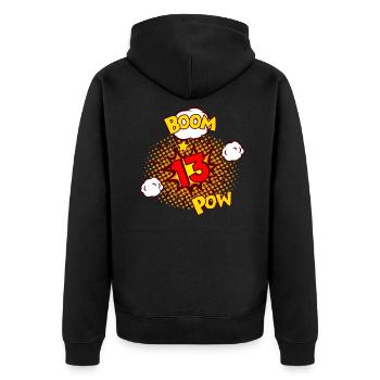 COMIC GEBURTSTAG 13 Jahre Junge 13 Geburtstag - Unisex Premium Bio Zip Hoodie - Schwarz - Hinten - Nico (187cm)
