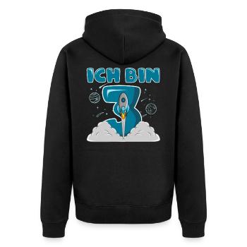 3 Geburtstag ICH BIN SCHON 3 3 Jahre Junge Rakete - Unisex Premium Bio Zip Hoodie - Schwarz - Hinten - Nico (187cm)