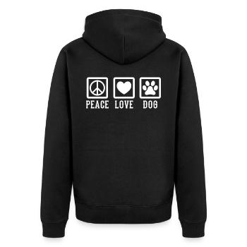 Peace Love Dog Hundebesitzer Frauchen Hundetrainer - Unisex Premium Bio Zip Hoodie - Schwarz - Hinten - Nico (187cm)