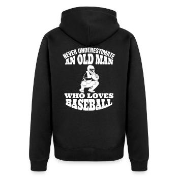Baseball Sport Baseballliebhaber Baseballspieler - Unisex Premium Bio Zip Hoodie - Schwarz - Hinten - Nico (187cm)