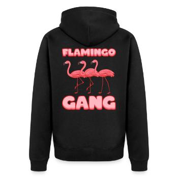 Flamingo Gang Malle Party Reisegruppe Damen - Unisex Premium Bio Zip Hoodie - Schwarz - Hinten - Nico (187cm)
