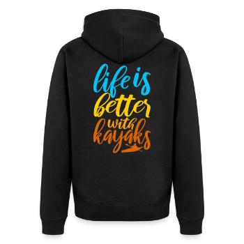 Life Is Better With Kayaks Kajak Kajakfahrer - Unisex Premium Bio Zip Hoodie - Schwarz - Hinten - Nico (187cm)