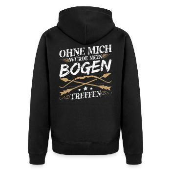 Ohne Mich Würde Mein Bogen Treffen Bogenschießen - Unisex Premium Bio Zip Hoodie - Schwarz - Hinten - Nico (187cm)