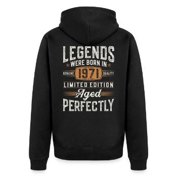 Vintage 1971 Vintage Birthday Retro - Unisex Premium Organic Zip Hoodie - black - Back - Nico (187cm)
