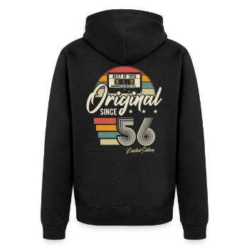 Original Vintage 1956 Vintage Birthday Gift - Unisex Premium Organic Zip Hoodie - black - Back - Nico (187cm)