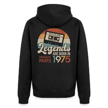 Legends Casette 1975 Geschenk zum 48-jährigen Jubiläum - Unisex Premium Bio Zip Hoodie - Schwarz - Hinten - Nico (187cm)