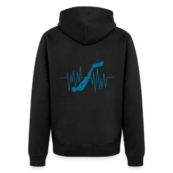 Freediving Heartbeat Freediver Apnea Divers - Unisex Premium Organic Zip Hoodie - black - Back - Nico (187cm)