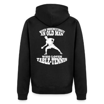 Tischtennis Pingpong Großvater Vater Spruch Outfit - Unisex Premium Bio Zip Hoodie - Schwarz - Hinten - Nico (187cm)