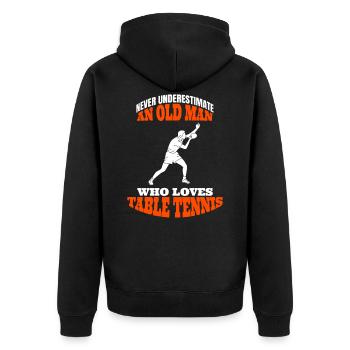 Tischtennis Outfit Vater Spruch Pingpong Großvater - Unisex Premium Bio Zip Hoodie - Schwarz - Hinten - Nico (187cm)