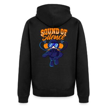 Sound of Silence Tec Diver Berufstaucher - Unisex Premium Bio Zip Hoodie - Schwarz - Hinten - Nico (187cm)