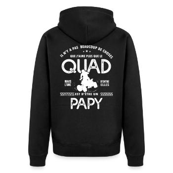 papy aime quad cadeau humour moto papi quad - Veste à capuche bio Premium Unisexe - noir - Dos - Nico (187cm)