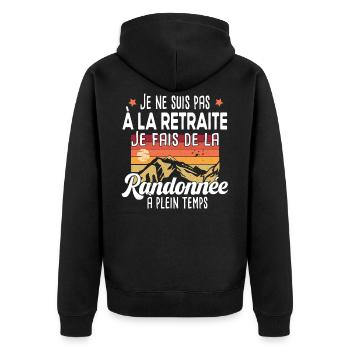 Retraite retraité randonnée randonneur randonneuse - Veste à capuche bio Premium Unisexe - noir - Dos - Nico (187cm)