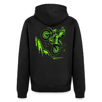 motocross moto cross biker gift humor motorcycle - Unisex Premium Organic Zip Hoodie - black - Back - Nico (187cm)