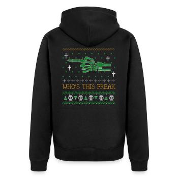 Whos This Freak Ugly Halloween 2021 Partnerlook - Unisex Premium Bio Zip Hoodie - Schwarz - Hinten - Nico (187cm)