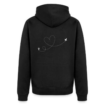 Holiday Travel Flying Heart - Unisex Premium Organic Zip Hoodie - black - Back - Nico (187cm)