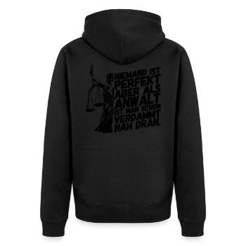 Anwalt Jurist Jura Richter Gesetz - Unisex Premium Bio Zip Hoodie - Schwarz - Hinten - Nico (187cm)