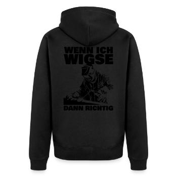 WIG Schweißer Metallbauer Lustiger Metaller Spruch - Unisex Premium Bio Zip Hoodie - Schwarz - Hinten - Nico (187cm)