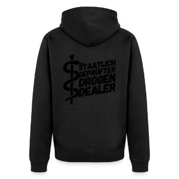 Apotheker Apotheke Pharmazeut - Unisex Premium Bio Zip Hoodie - Schwarz - Hinten - Nico (187cm)