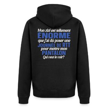 Zizi sexe beauf humour prétentieux arrogant - Veste à capuche bio Premium Unisexe - noir - Dos - Nico (187cm)