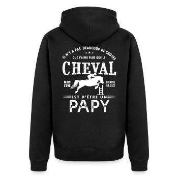 papy aime le cheval grand père cavalier équitation - Veste à capuche bio Premium Unisexe - noir - Dos - Nico (187cm)