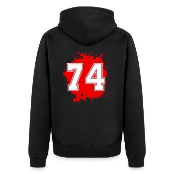 74 Number of blobs - Unisex Premium Organic Zip Hoodie - black - Back - Nico (187cm)