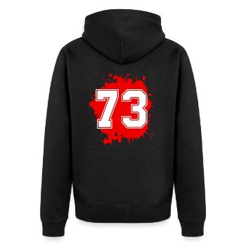 73 nombre de taches - Veste à capuche bio Premium Unisexe - noir - Dos - Nico (187cm)