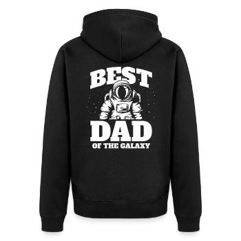 Best Dad in the Galaxy, Geschenk, Vatertag, Daddy - Unisex Premium Bio Zip Hoodie - Schwarz - Hinten - Nico (187cm)