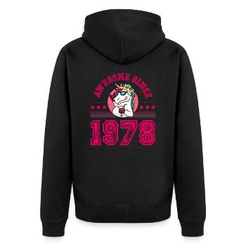 1978 Licorne awesome - Veste à capuche bio Premium Unisexe - noir - Dos - Nico (187cm)