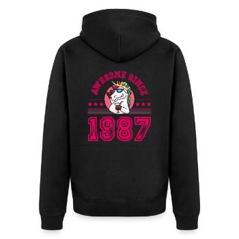 1987 Licorne awesome - Veste à capuche bio Premium Unisexe - noir - Dos - Nico (187cm)