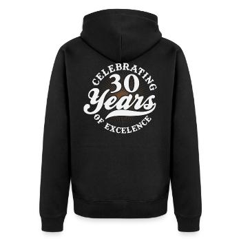 Feier die 30, 30 Geburtstag - Unisex Premium Bio Zip Hoodie - Schwarz - Hinten - Nico (187cm)